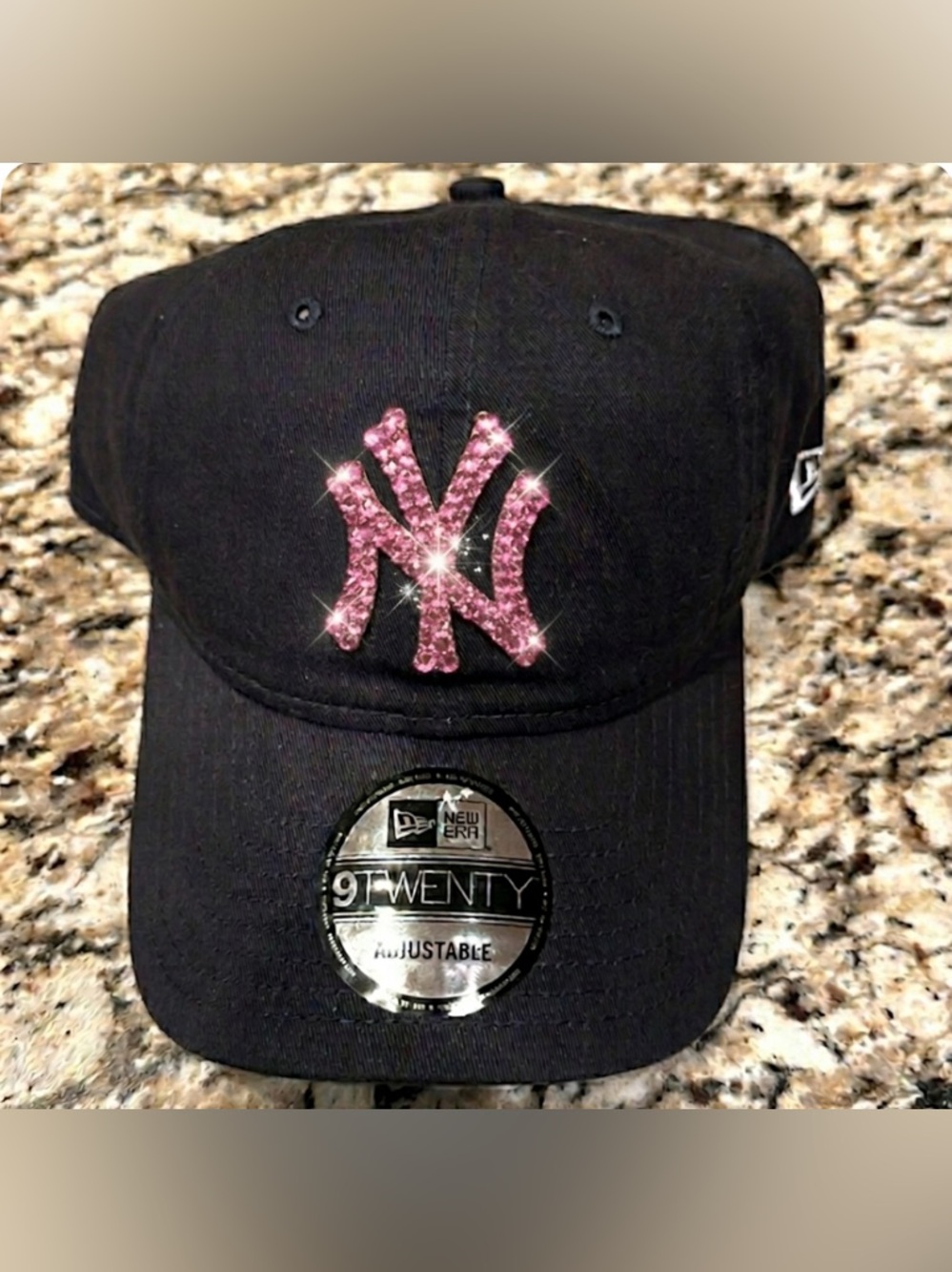 New York Yankees WOMENS Pink Swarovski Bling New Era Adjustable Hat Cap New